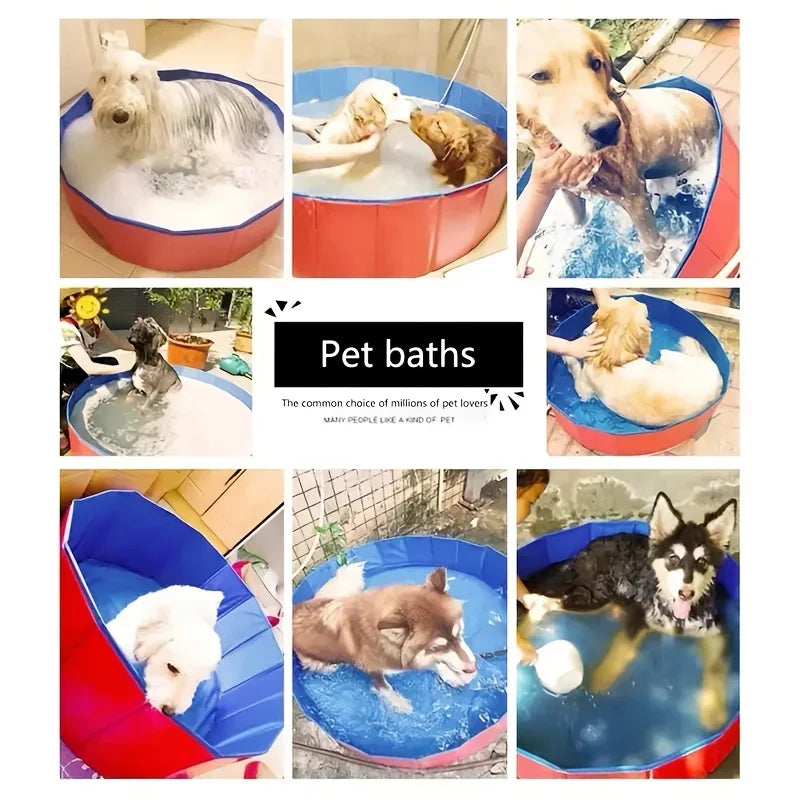 Portable Pet Pool with Foldable Dog Swimming Basin, Cat and Dog Bath Basin, Sturdy Edges, Suitable for All Dog Breeds