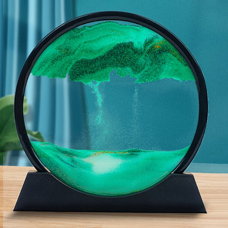 Office Home Decor 3D Extract Hourglass Quicksand Moving Sand Art Picture Round Glass Deep Sea Sandscape Craft Flowing Painting