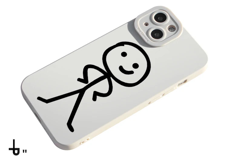 Cute Cartoon Matchman Matte Silicone Phone Case For iPhone 16 11 12 13 14 15 17 Pro Max XR XS X 7 8 Plus SE2 16E Soft Back Cover