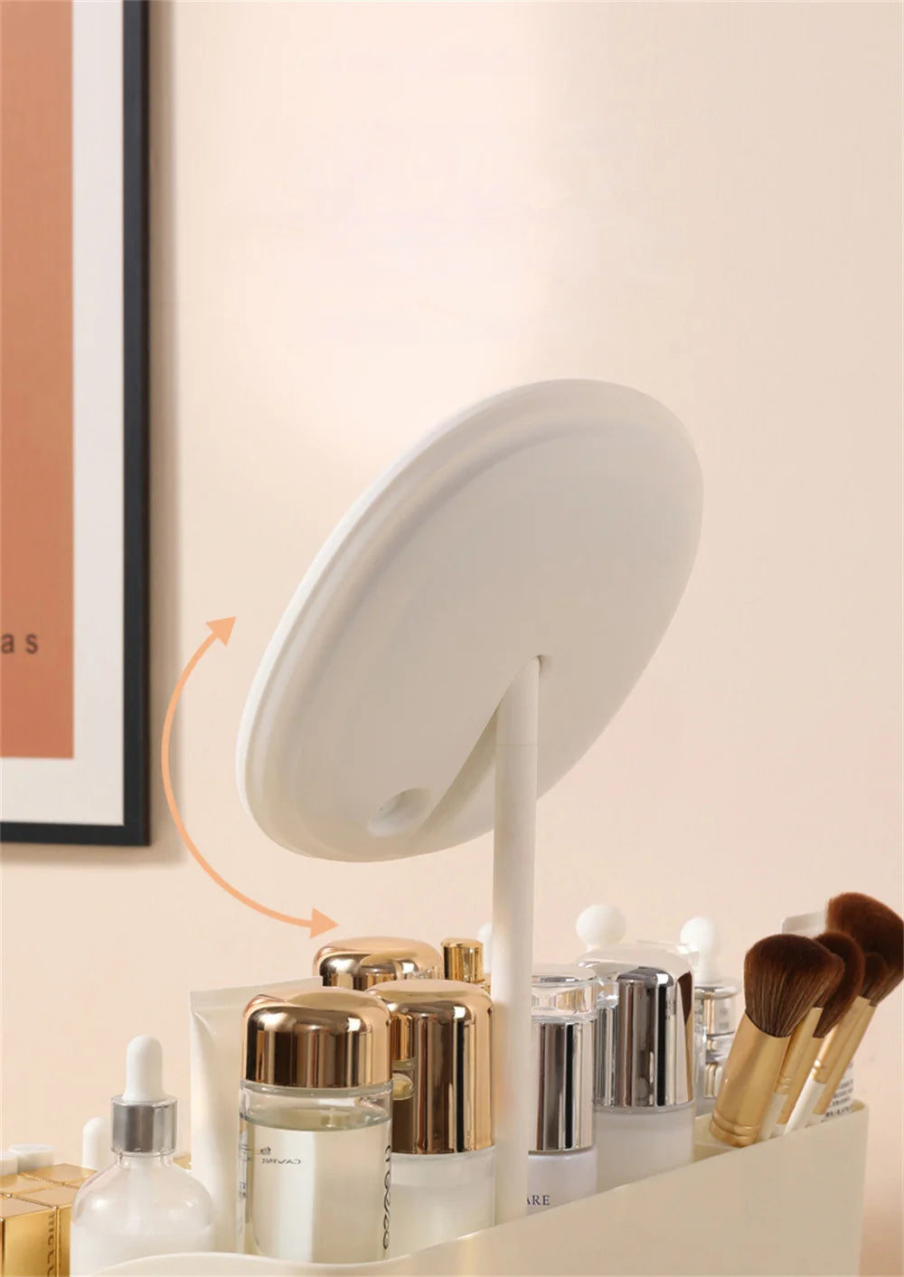 Chic Drawer-Style Cosmetic Organizer With Mirror - Portable Makeup Storage Box For Skincare, Lipstick & More