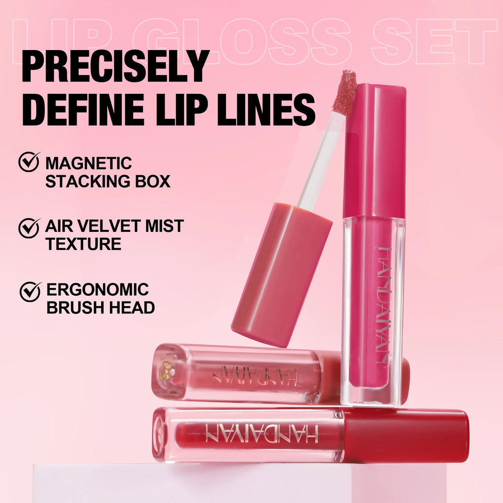 4 Pcs Lip Gloss Set, Waterproof Non Transfer Shimmer Lipstick, Long Lasting & Easy to Apply Liquid Lip Gloss for Daily Makeup