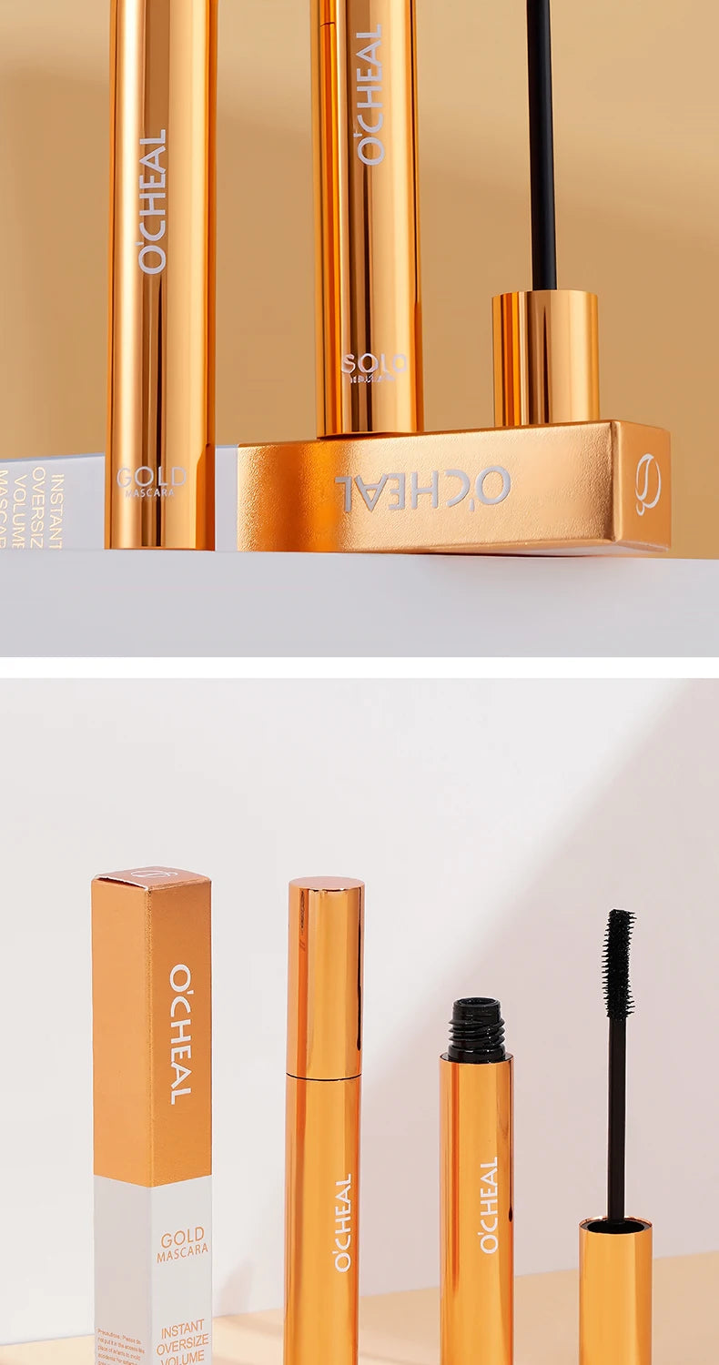 Lengthening Mascara Waterproof Gold Edition Smudge Free Curl Lock Technology All Day Wear Voluminous Lashes