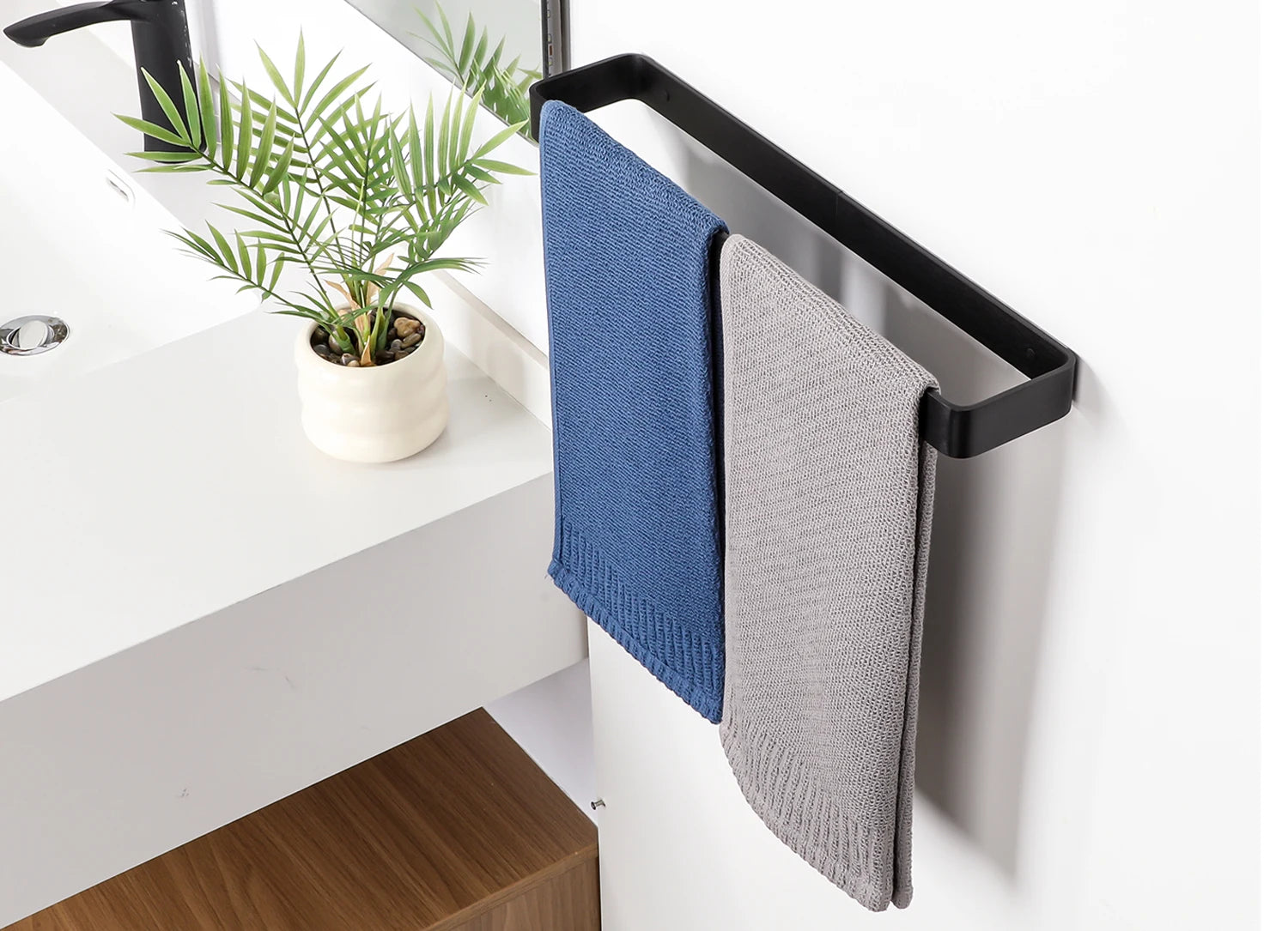 Bathroom Towel Rack Towel Holder 20/30/40CM Black Towel Bar No drill Wall Mount Stainless Steel Kitchen Cabinet Storage