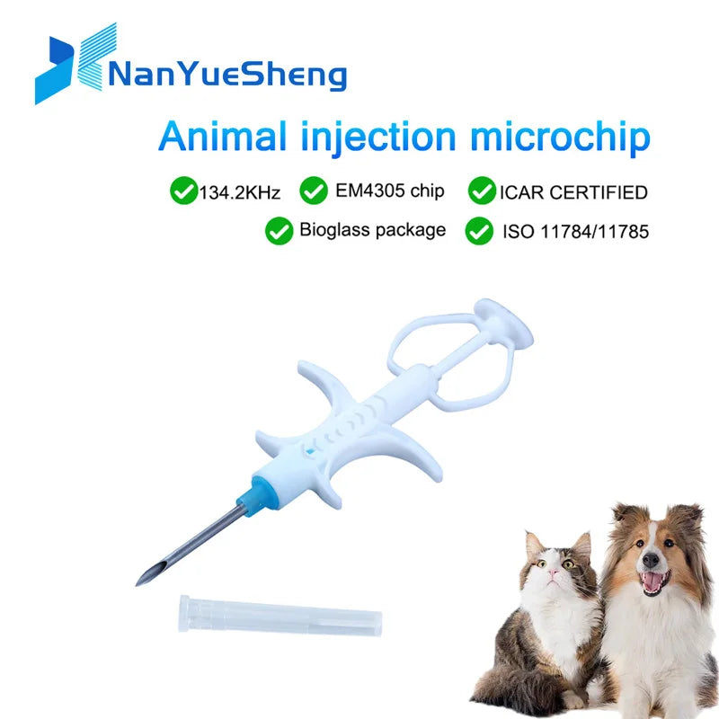 100pcs 134.2KHz Pet Glass Tag Animal Injectable Microchip Syringe FDX B ISO11784/85 ICAR Animal Syringe for Cat Dog