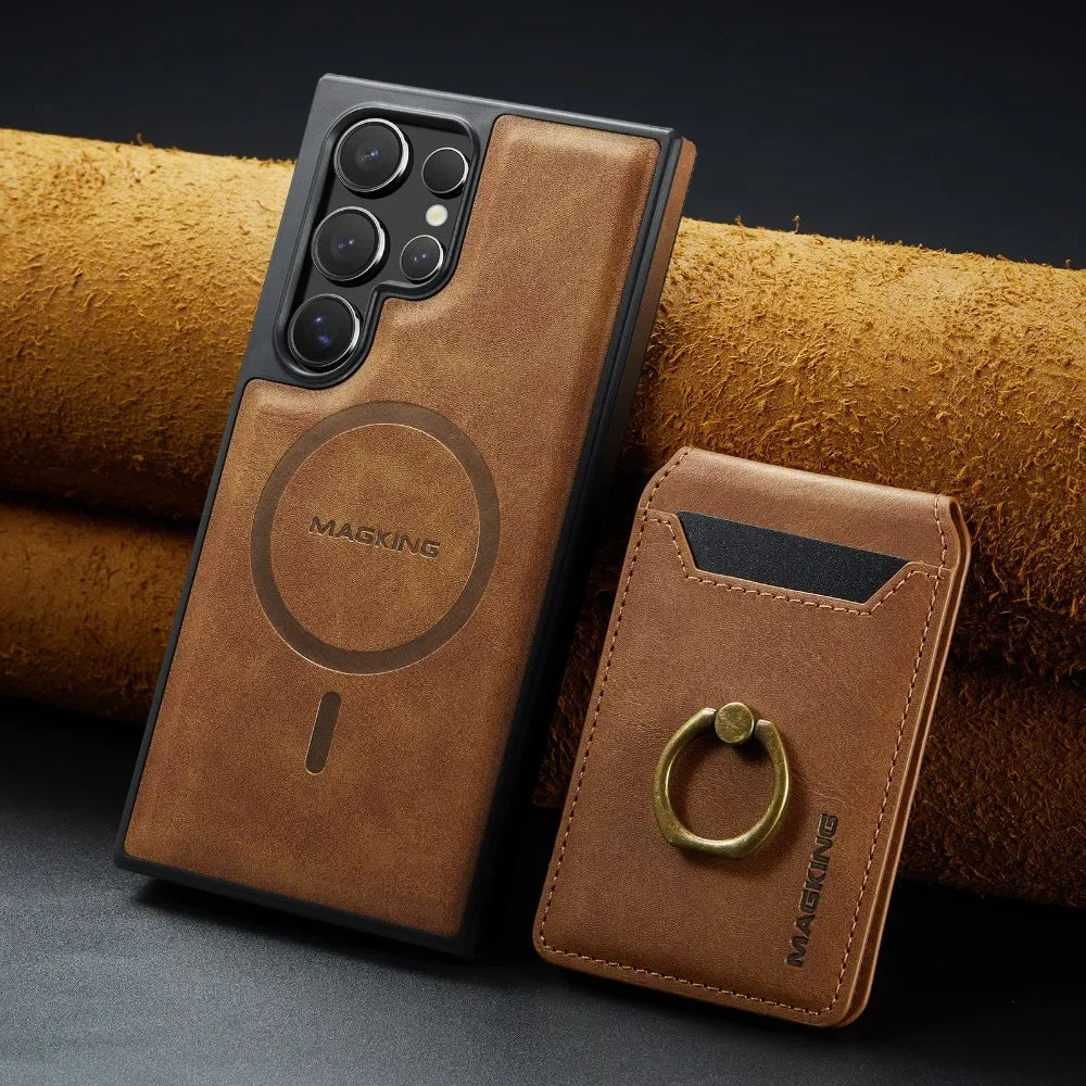 2-in-1 Detachable Magnetic Wallet with Card Holder Phone Case for Samsung Galaxy S25 Edge S24 Plus S23 Ultra  Ring Leather Cover