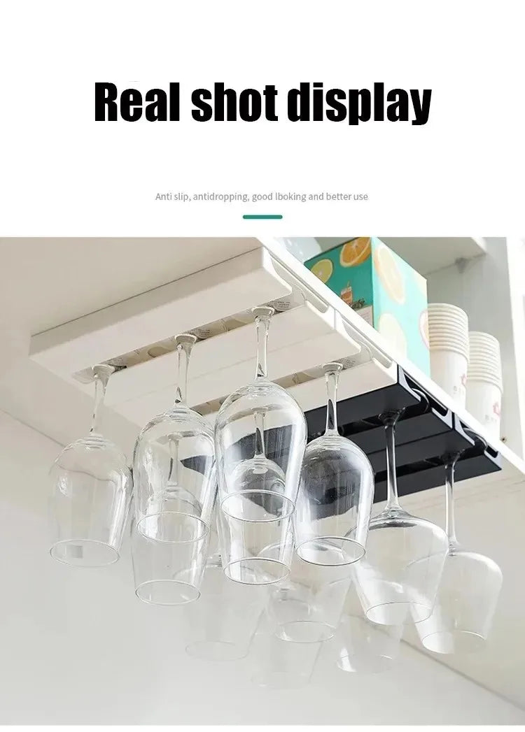 Kitchen Cabinet Free Punching Holder Wine Glass Rack Hanging Holder Shelf Multi-Function Goblet Classification up Organizer