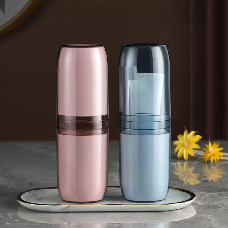 2/4 Cup Toothbrush Storage Box Portable Mouthwash Cup Toothpaste Storage Box Toiletry Travel Supplies Portable Toothbrush Cup