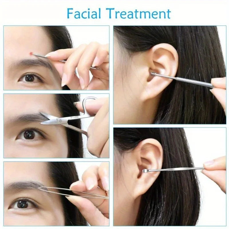 8/19PCS Manicure Set Pedicure Nail Cuticle Scissors Tool Nail Clipper Set Stainless Trimmer Ear Spoon Nail Clipper Manicure Tool