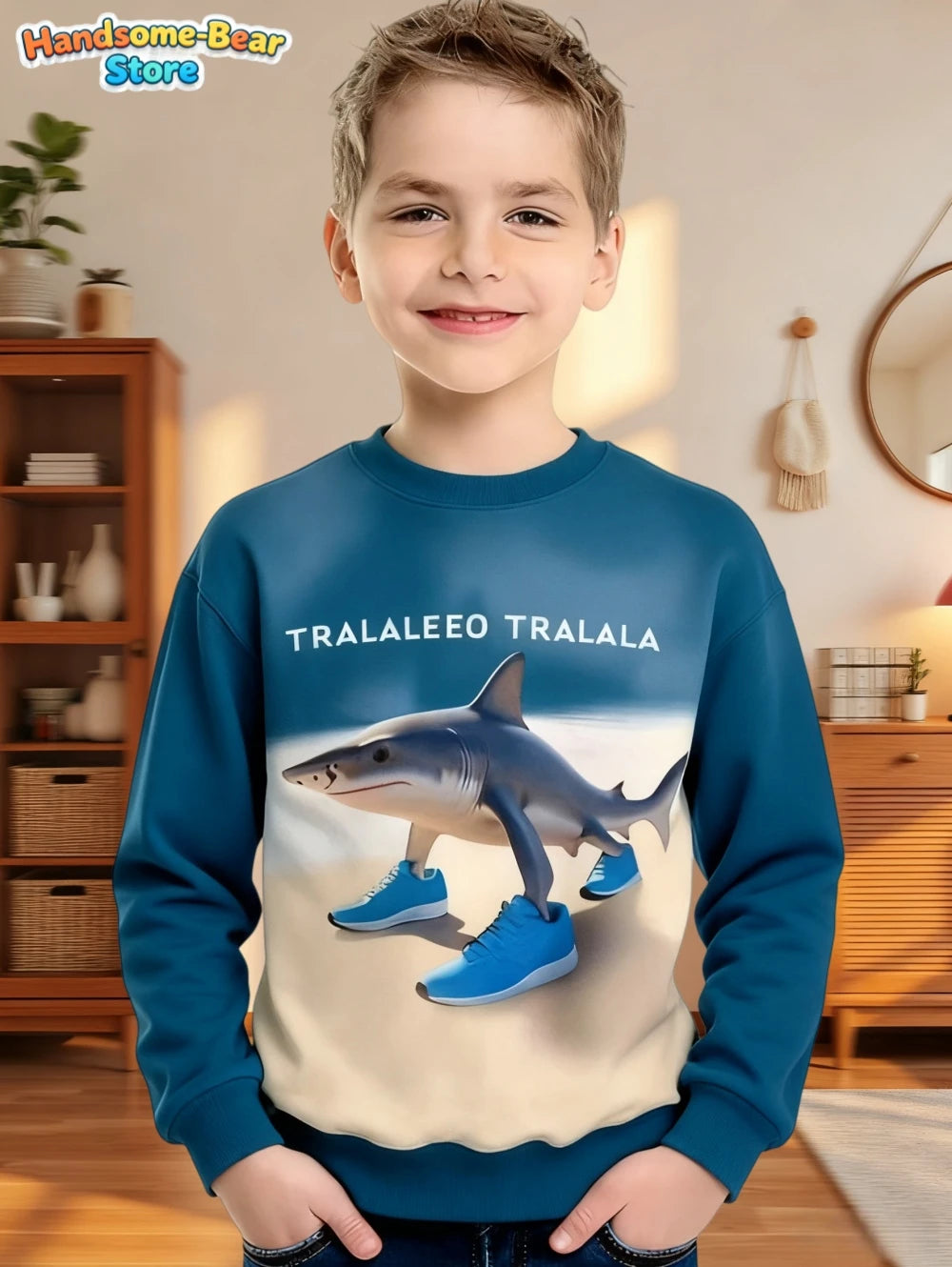 Italian Brainrot Boys Sweatshirt Autumn Long Sleeve Round Neck Hoodie Tungtung Sahur Brainrot Cartoon Children Tops Boys Clothes