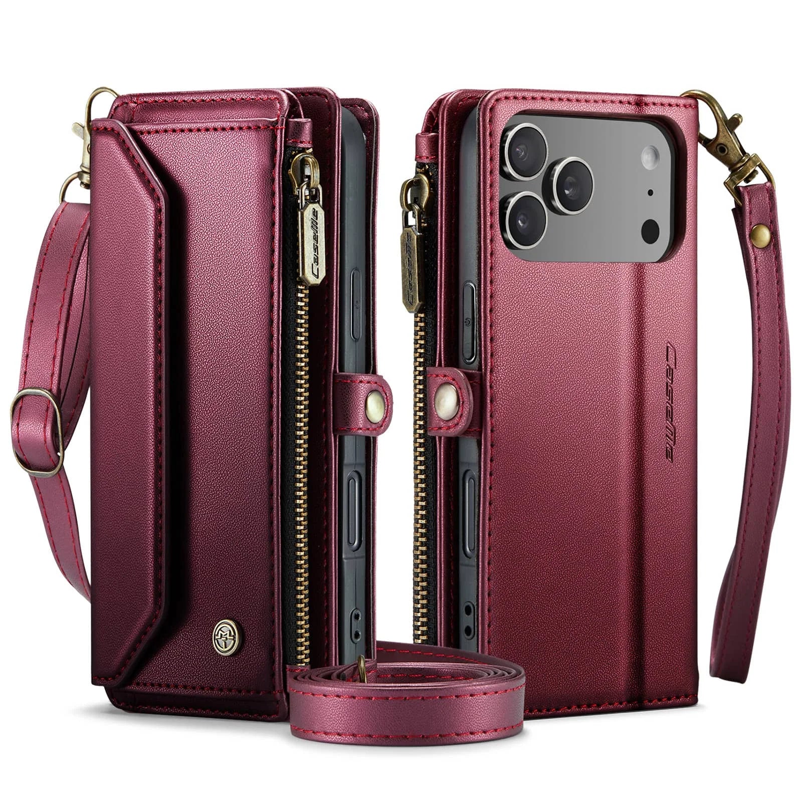 Crossbody Wallet Case for iPhone 17 Pro Max iPhon Air 17 Pro,RFID Blocking, 7-10 Card Slots, PU Leather Flip Wristlet with Strap