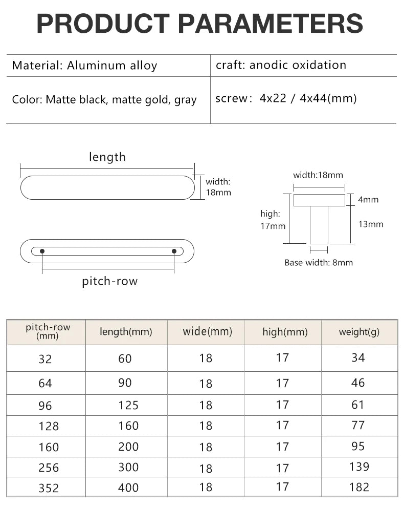 Modern style wardrobe cabinet bathroom cabinet black pulls drawer handles furniture cupboard aluminum alloy handle