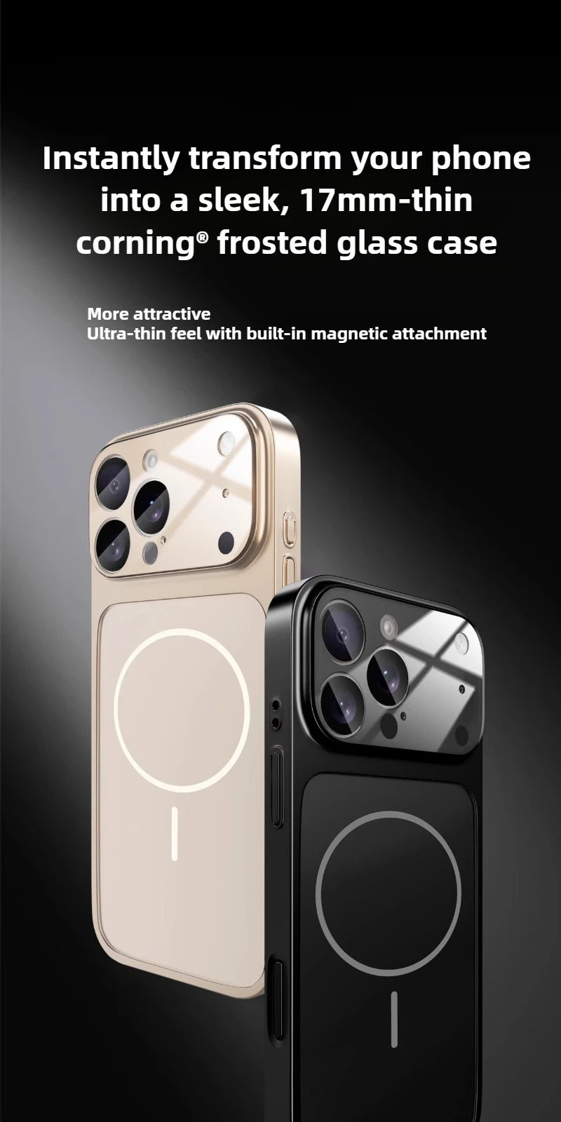 Original Glass Nano Matte For Magsafe Wireless Charging Armor Phone Case For iPhone 17 16 15 14 13 Pro Max 17 Air Magnetic Cover