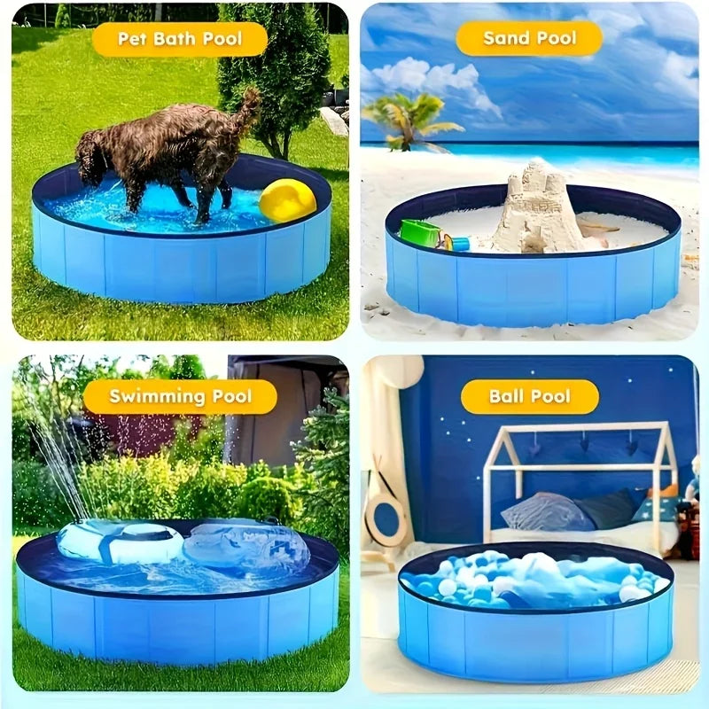 Portable Pet Pool with Foldable Dog Swimming Basin, Cat and Dog Bath Basin, Sturdy Edges, Suitable for All Dog Breeds