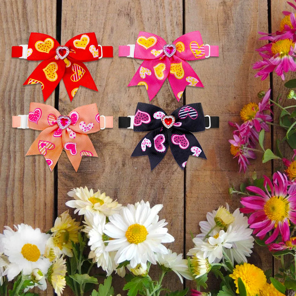 20pcs Dog Bow Tie Love style Pet Supplies Valentine's Day Samll Dog Bowtie Pet Dog Cat Bowties Small Dog Grooming Accessories