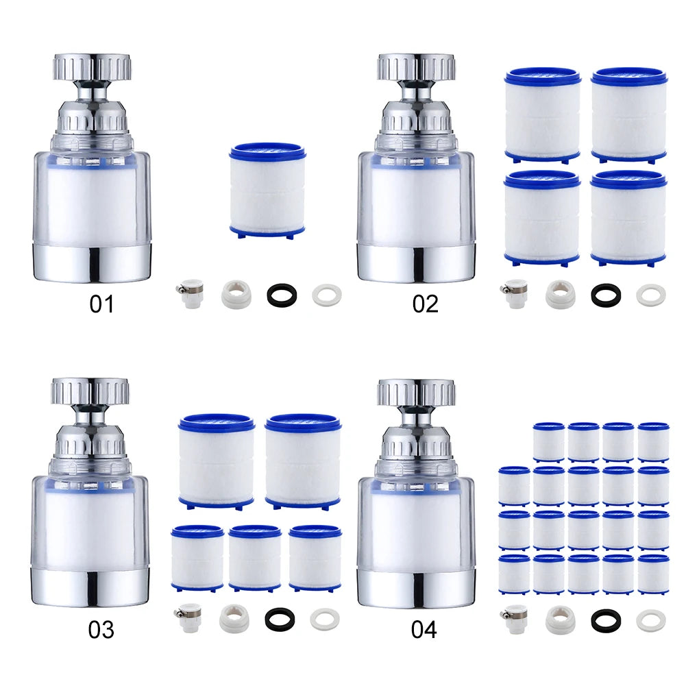 360 Degree Water Filter Tap with PP Cotton Filter Element Tap Extension Interchangeable Filter Element Suitable for Tap