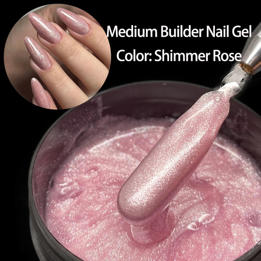 Jillnails 100g Shimmer Rose Milky White Pink Builder Nail Gel for Nails Extensions Self Leveling
