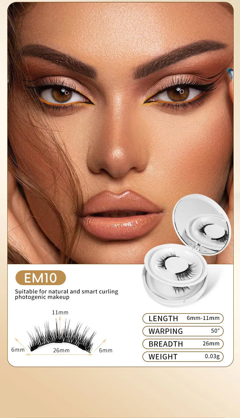 2pairs Magnetic False Eyelashes New Style Glue-Free Mink False Eyelashes Natural Nude Makeup With Mirror Reusable Beauty