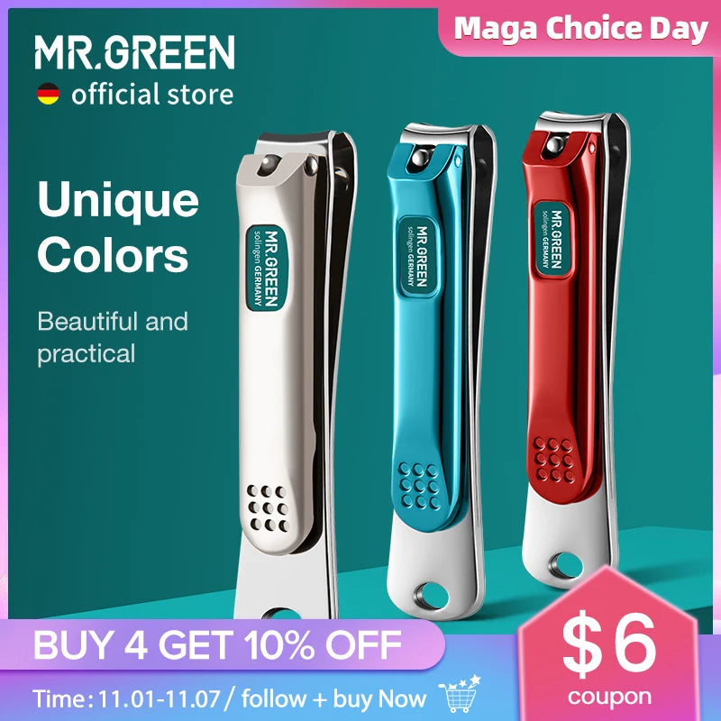 MR.GREEN Nail Clippers Stainless Steel Curved blade Clipper Fingernail Scissors Cutter Manicure tools trimmer with nail files