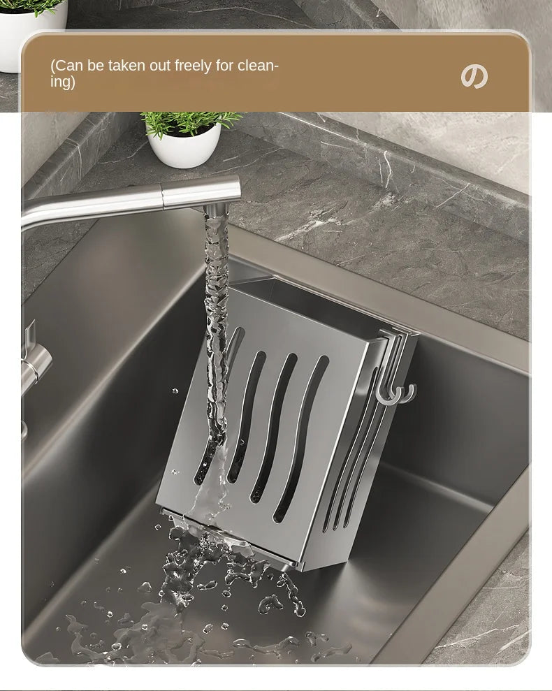 Chopsticks storage box, wall-mounted kitchen shelf without drilling, household chopsticks drainage basket, utensil bowl, chopsti