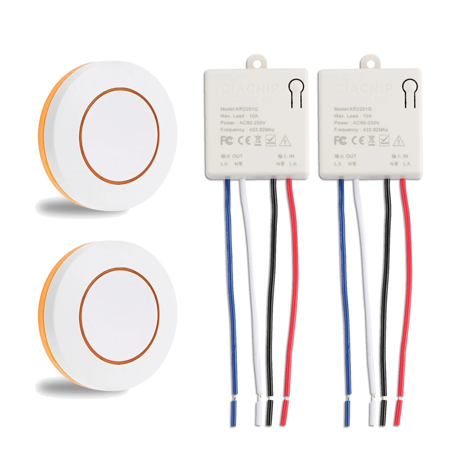 QIACHIP Wireless Smart Switch Light RF 433Mhz Wall Panel Switch with Remote Control Mini Relay Receiver 220V Led Light Lamp Fan