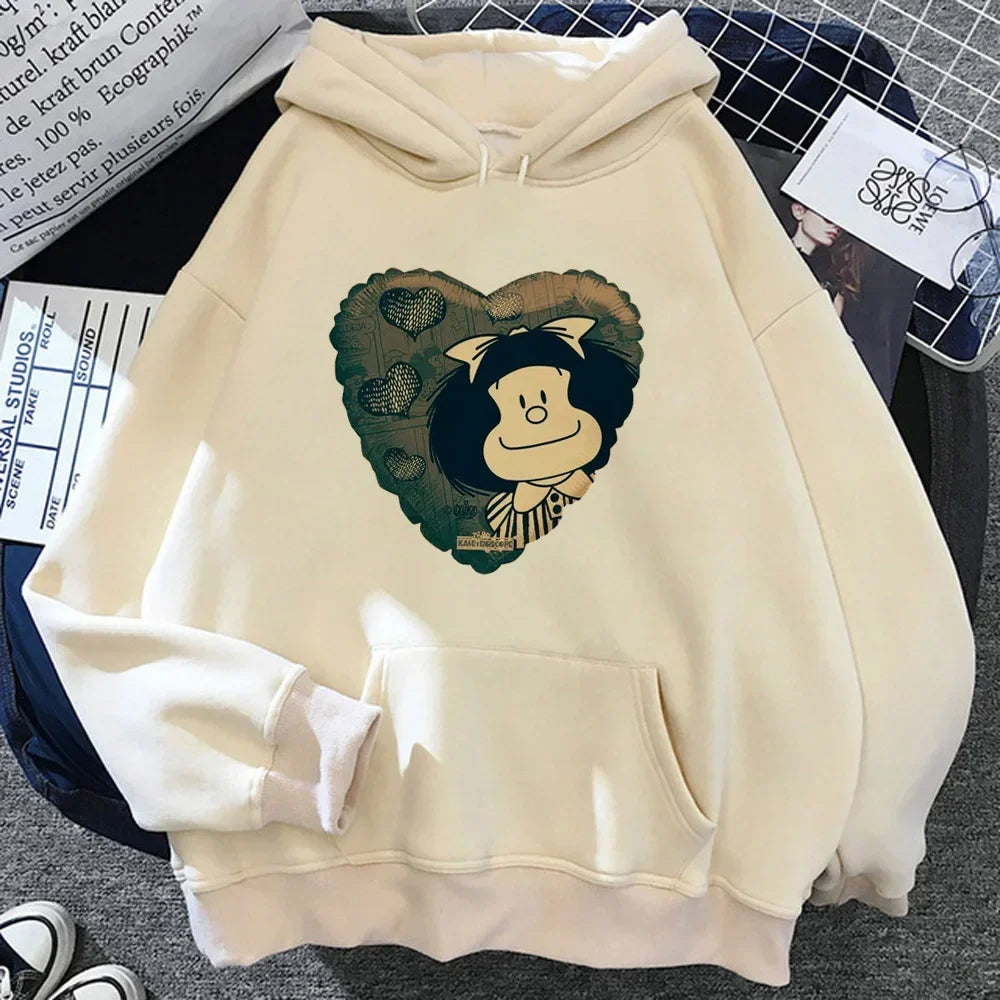 Mafalda hoodies women graphic long sleeve top sweat y2k clothing women streetwear sweatshirts