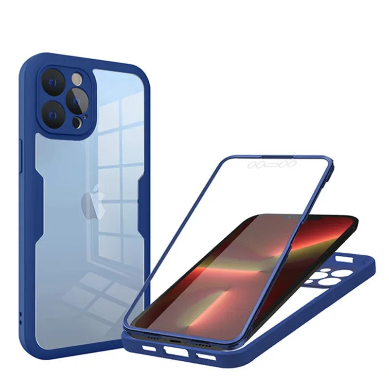 360 Full Body Protection Case For iPhone 15 14 13 12 11 Pro Max Front Screen Shockproof Cover iPhone X XR SE 2020 case