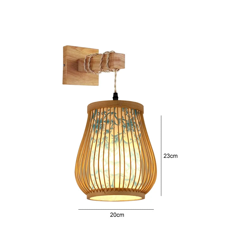 Bamboo Hanging Lamp Pendant Ceiling Light Rattan Wicker Lustre Hand Knit Braiding Suspended Home Dining люстра потол