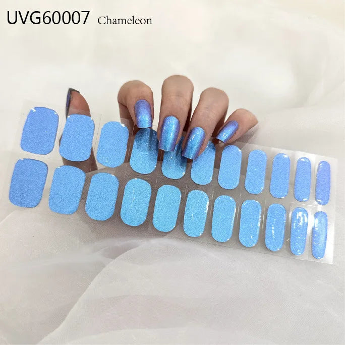 20/22tipsChristmas Semi Cured Nail Sticker UV Led Lamp Semi Cured Gel Design Nail Decals Waterproof Nail Stickers Nail Manicure