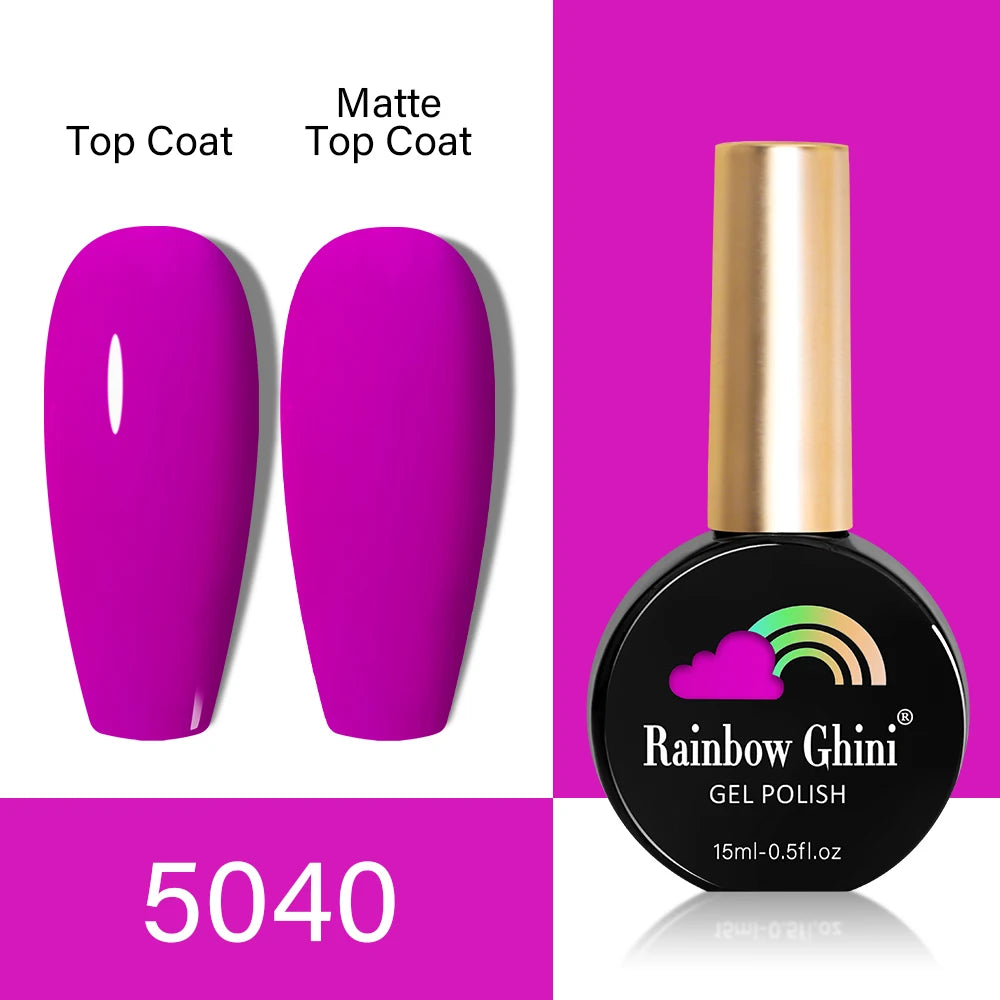 RG HEMA TPO FREE Neon Glitter Gel Nail Polish 15ml Nail Art Manicure Semi Permanent Gel Hybrid Varnishes Top Base Coat UV Nail