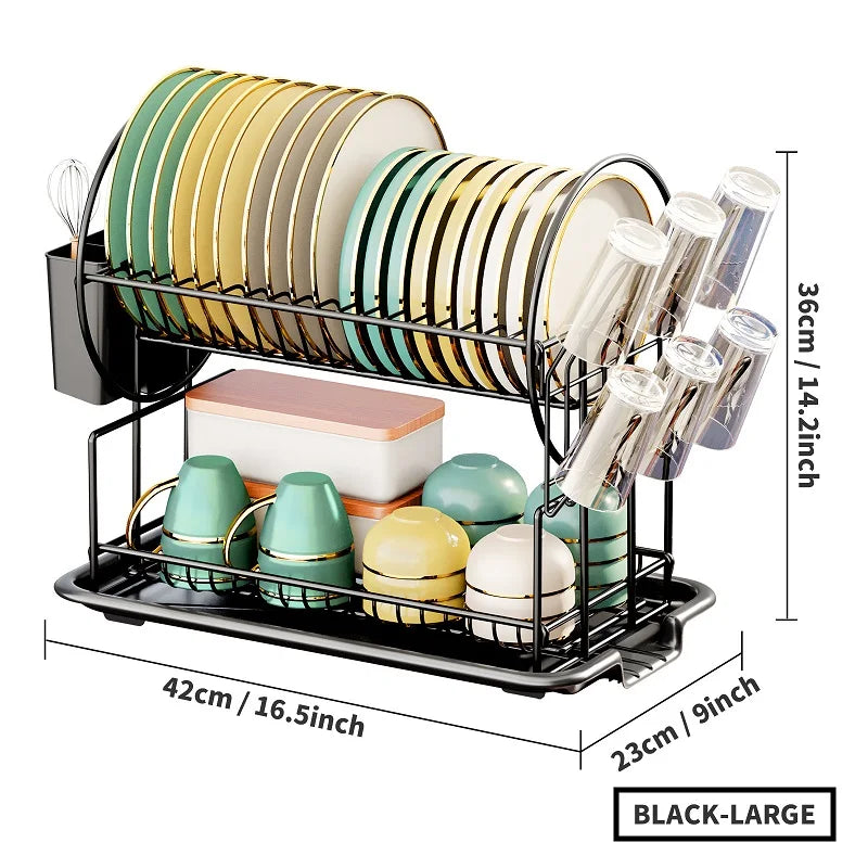 Kitchen Drain Rack Countertop Dish and Spoon Storage Organize  Multifunctional Cupboard Shelf Cup Holder Tableware Organization