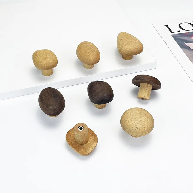 Nordic Creative Solid Wood Pebble-shaped Cabinet Door Drawer Handle Walnut Wall Mounted Coat Hooks Home Bag Key Decoration Hook