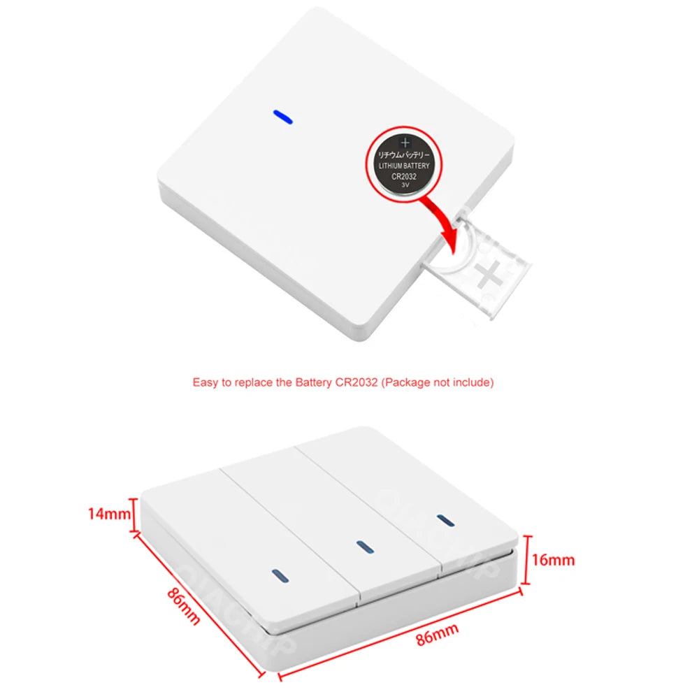 QIACHIP Wireless Smart Switch Light RF 433Mhz Wall Panel Switch with Remote Control Mini Relay Receiver 220V Led Light Lamp Fan