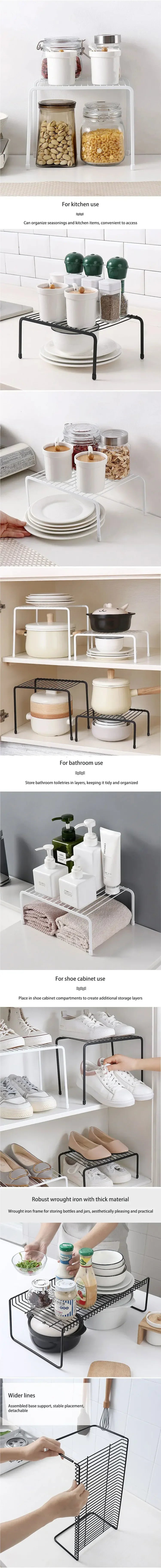 Kitchen Cabinet Storage Shelf Rack, Rustproof Metal Wire Shelf Spice Rack Cupboard Organizer Pantry Countertop Organization