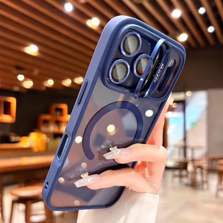 For iPhone Air 17 ProMax Wrist Strap Lanyard Camera Bracket Magsafe Case for iPhone 17 15 16 12 11 13 14 Pro Max Plus Cover