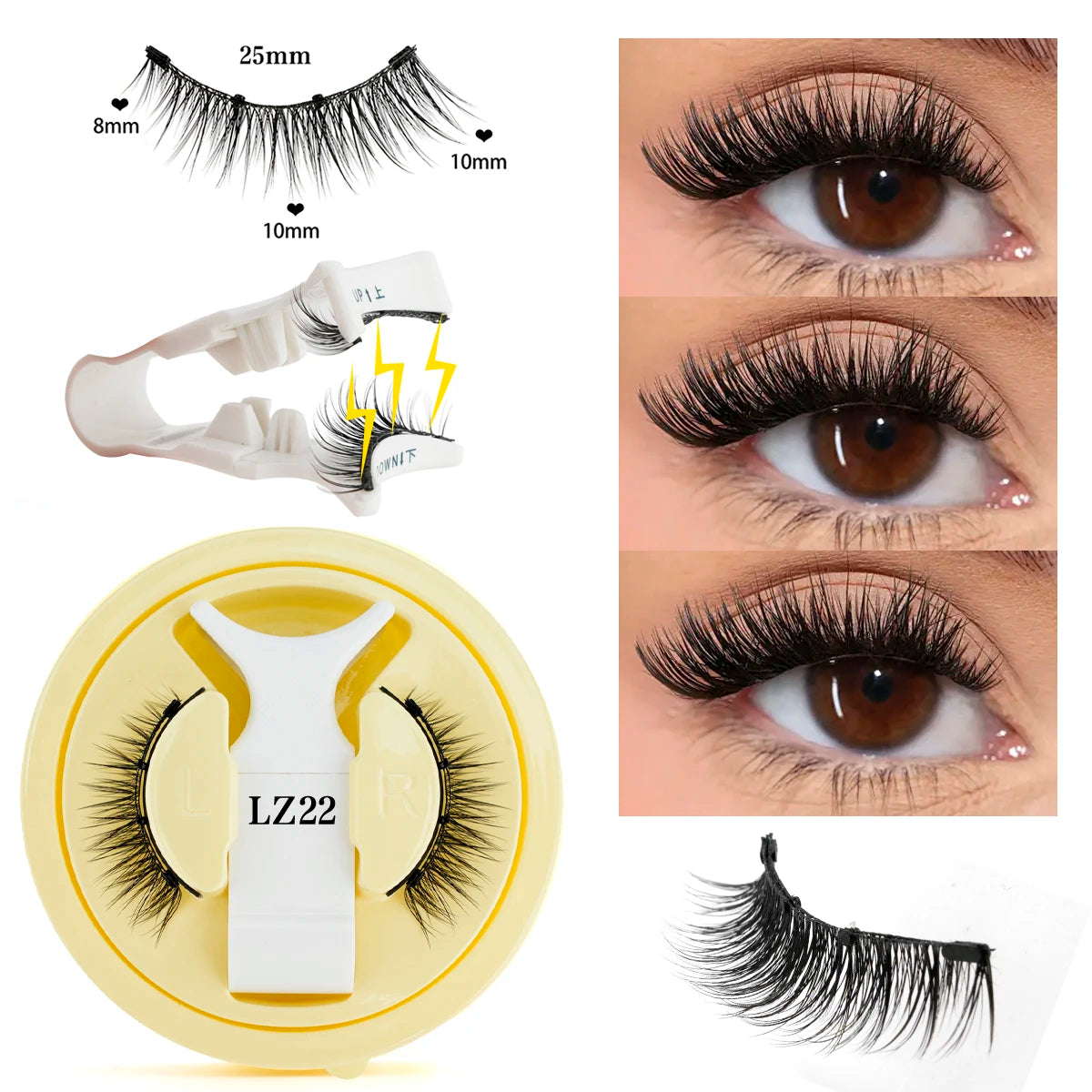 Faux Cils 1 Pair Magnetic Eyelashes Set Handmade Natural Curl False Eyelash with Tweezer Makeup Tools Magnetic Lashes for Sale