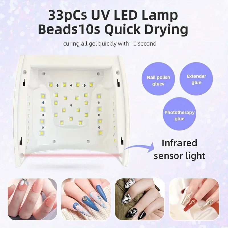 Rechargeable UV LED Nail Lamp 66W Lamp for Manicure with LCD Screen 4 Timer Settings Nail Art Manicure Tools for Home and Salon