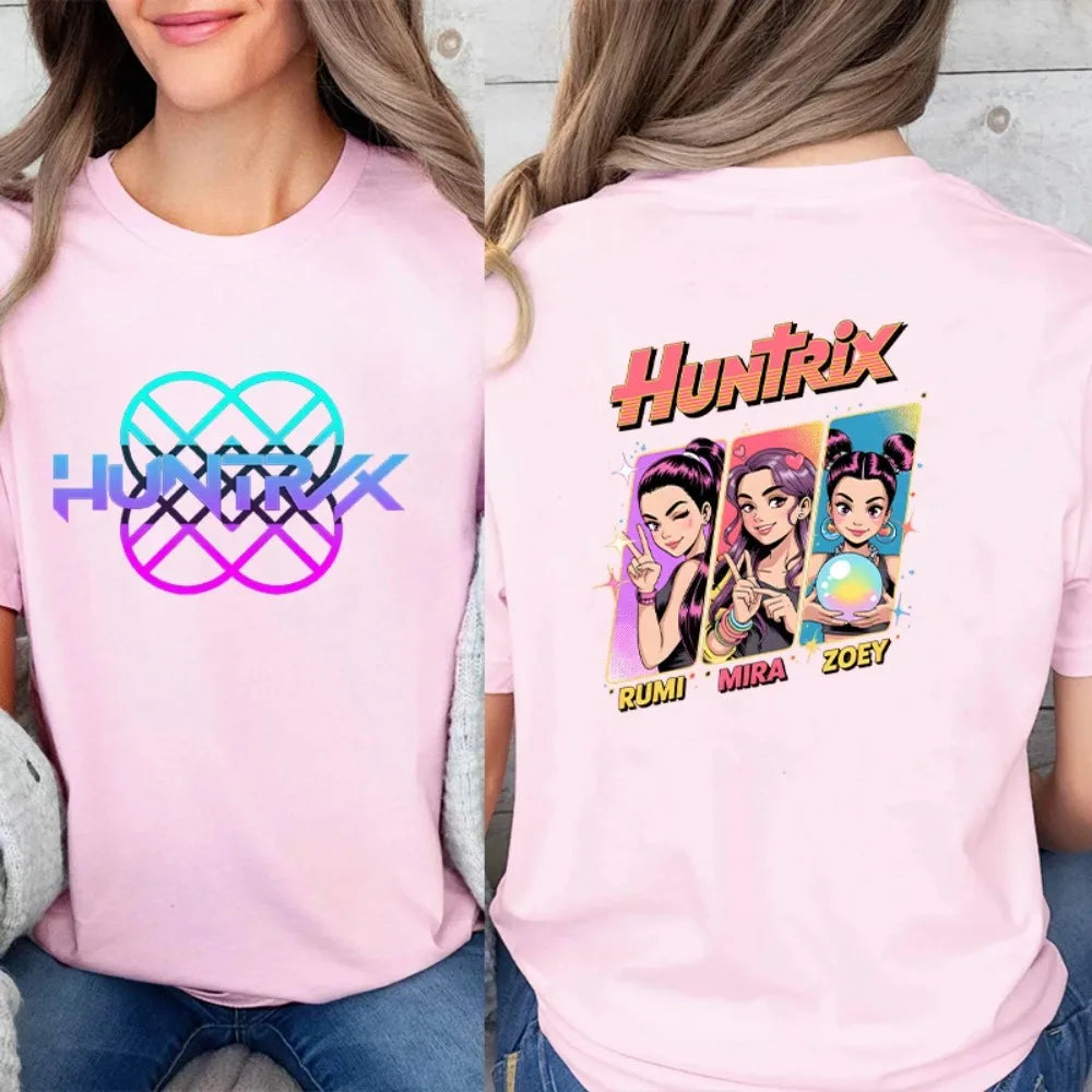 Kpop Demon Hunter HuntrX Print T-Shirts Korean Anime Tshirts Women Clothes Fashion Harajuku Kawaii T-shirt Women's Y2K Clothing