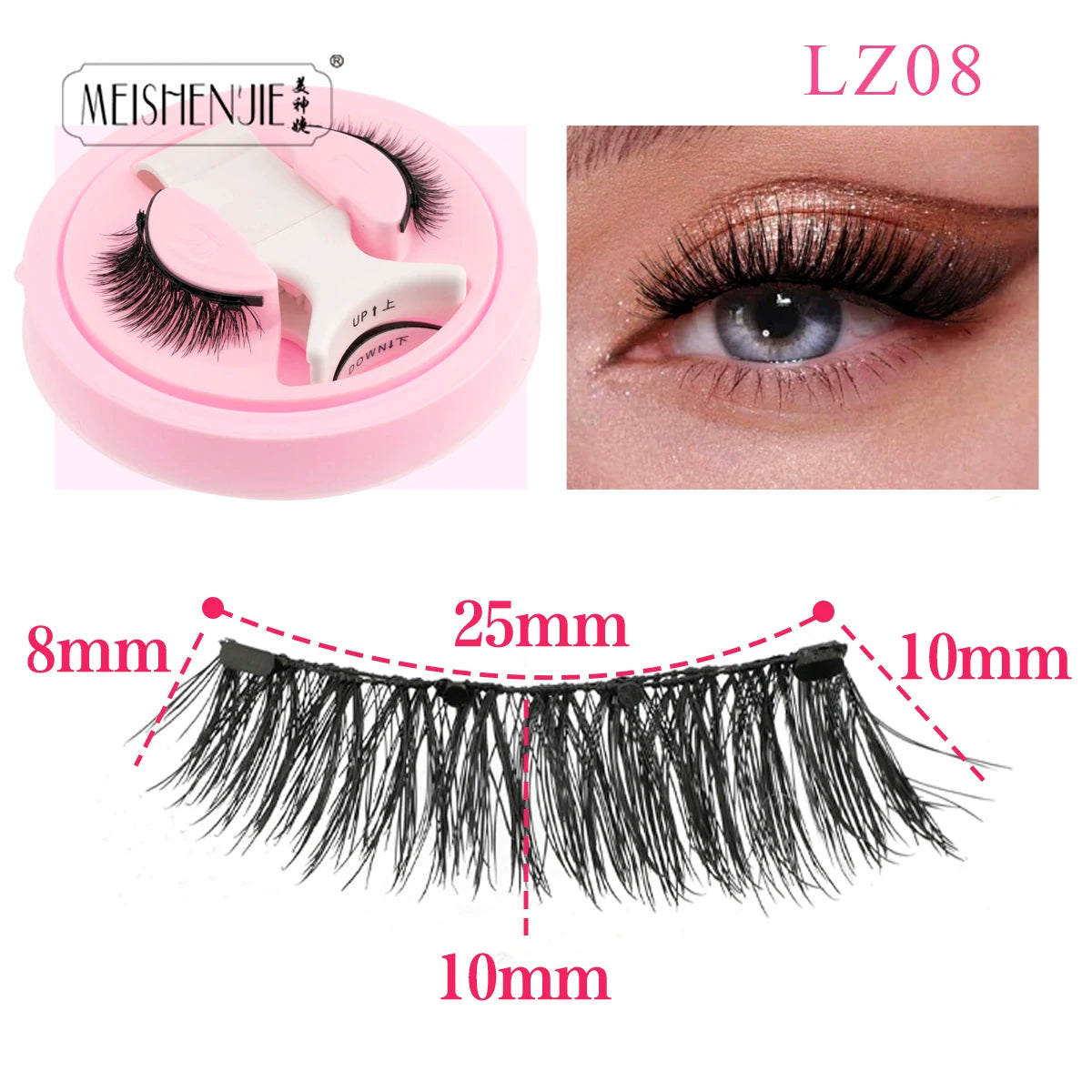 Faux Cils 1 Pair Magnetic Eyelashes Set Handmade Natural Curl False Eyelash with Tweezer Makeup Tools Magnetic Lashes for Sale