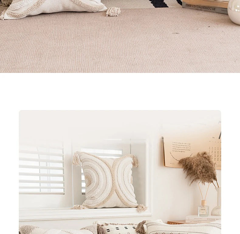 Battilo Luxury Pillow Cover with Tassels Soft Cotton Pillowcase Boho Decorative Throw Pillow for Living Room Sofa Cushion Cover