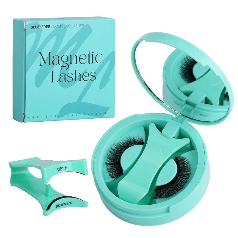 1 Pair Reusable Magnetic Eyelashes Natural Curly Fluffy Magnetic False Eyelashes No Glue Needed Lashes Makeup with Tweezer Set