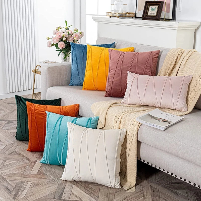 Set of 2 Decorative Green Throw Pillow Covers Soft Solid Velvet Pillow Covers Cushion Case for Sofa Bedroom подушки декоративные