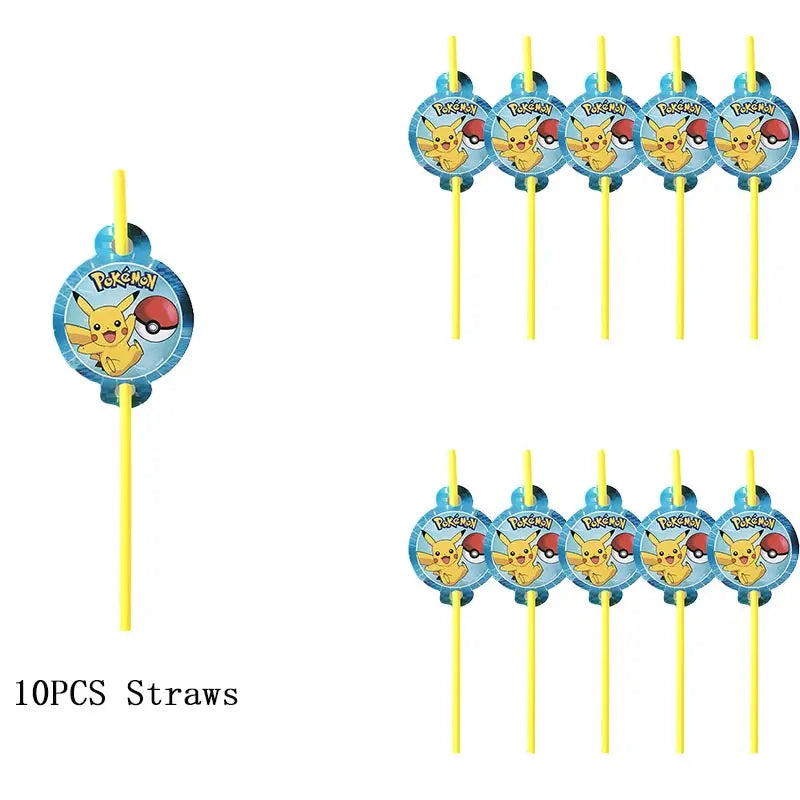 Pokemon Theme Birthday Party Decoration Supplies Cartoon Pokemon Go Tableware Cups Plates Pikachu Balloon For Baby Shower Favors