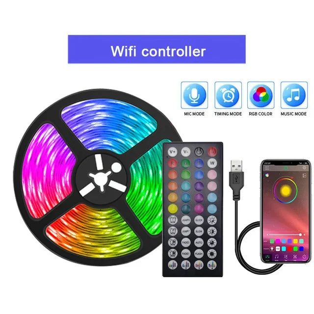 Led Strip Lights USB RGB 5050 LED Light Strip 1M-30M Music Sync App Control Luces Led Flexible Lamp for Room Decor TV Backlight