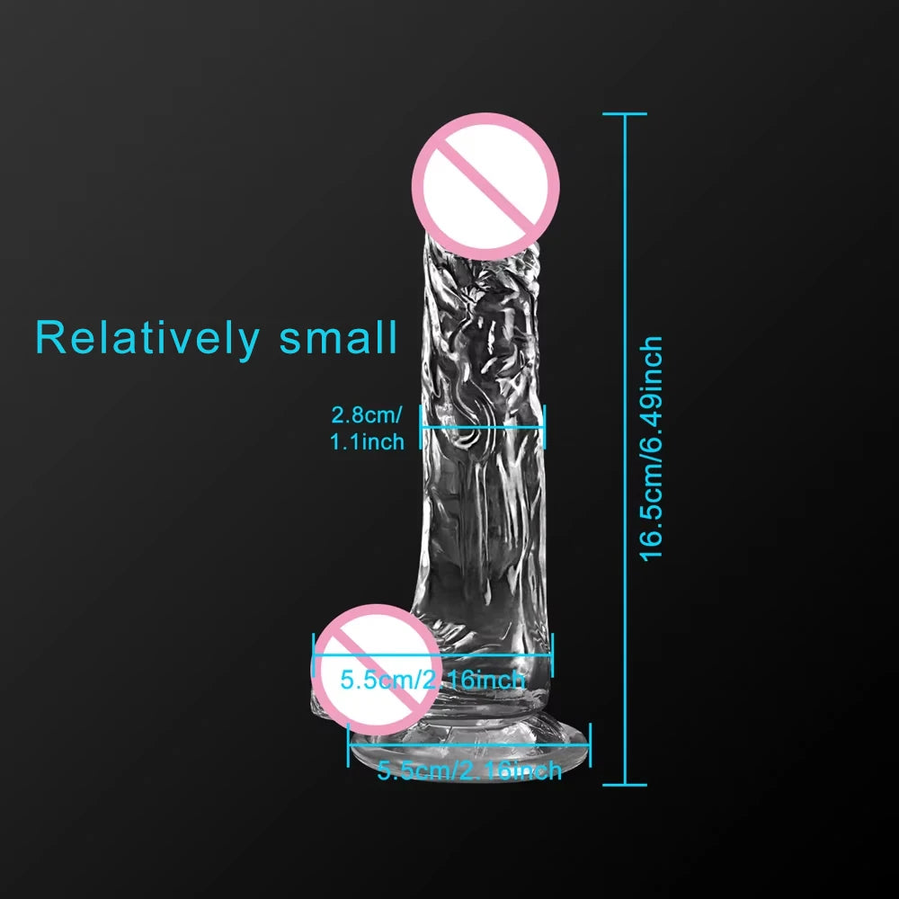 4 Sizes Transparent  Soft Jelly Dildo Realistic Fake Dick Penis Sucker Butt Plug Sex Toys for Woman Men Vagina Anal Sex Toys