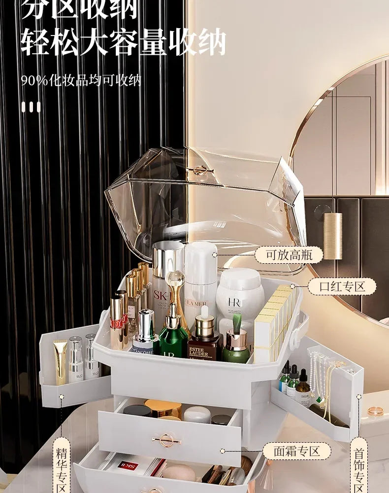 Cosmetic Storage Box Makeup Box Large Capacity Dustproof Desktop Drawer Make Up Drawer Container Jewelry Lipstick Boxs Organizer