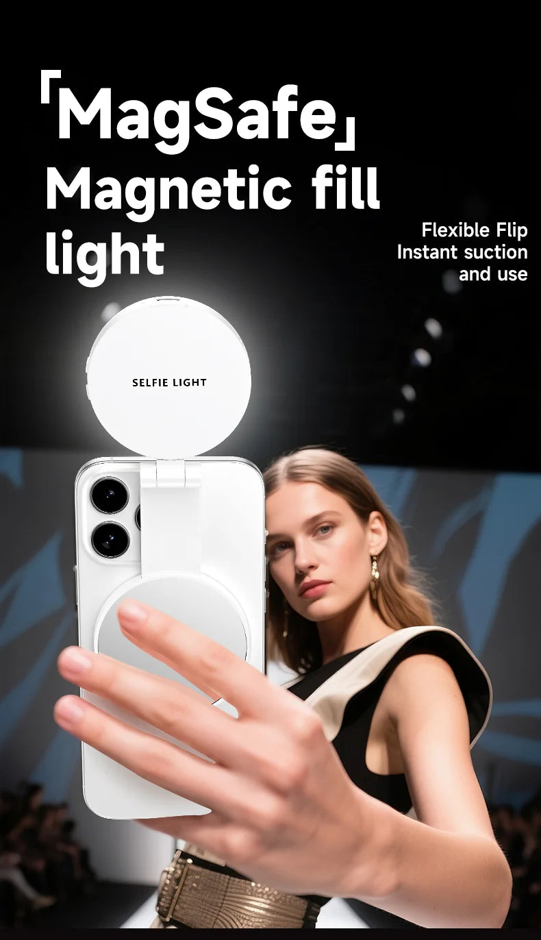 LED Selfie Fill Light for Magsafe Phone Adjustable Brightness Magsafe-Compatible Smartphone Vlog Photography Video Accessory