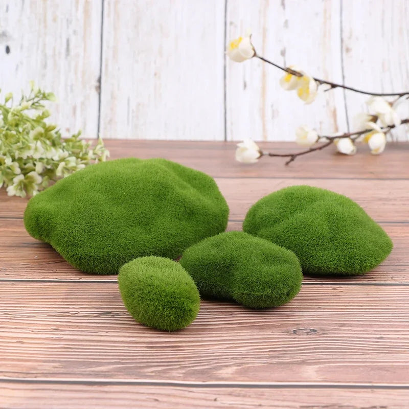 4pcs Artificial Moss Stone Simulation Fairy Garden Miniatures Bonsai Terrarium Succulent Gnomes Fake Moss Home Decor Decoration
