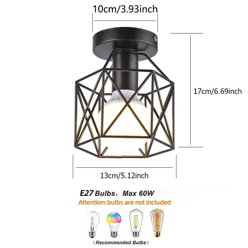 1Pc creative retro industrial style ceiling light, hallway kitchen foyer restaurant staircase without bulb