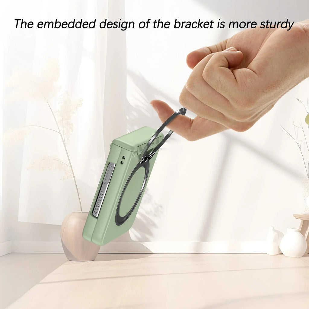 360° Metal Magnetic Bracket Phone Case for Samsung Galaxy Zflip6 Z Flip7 fe Z Flip 7 6 5 4 3 Shockproof Magsafe Hinge Hard Cover