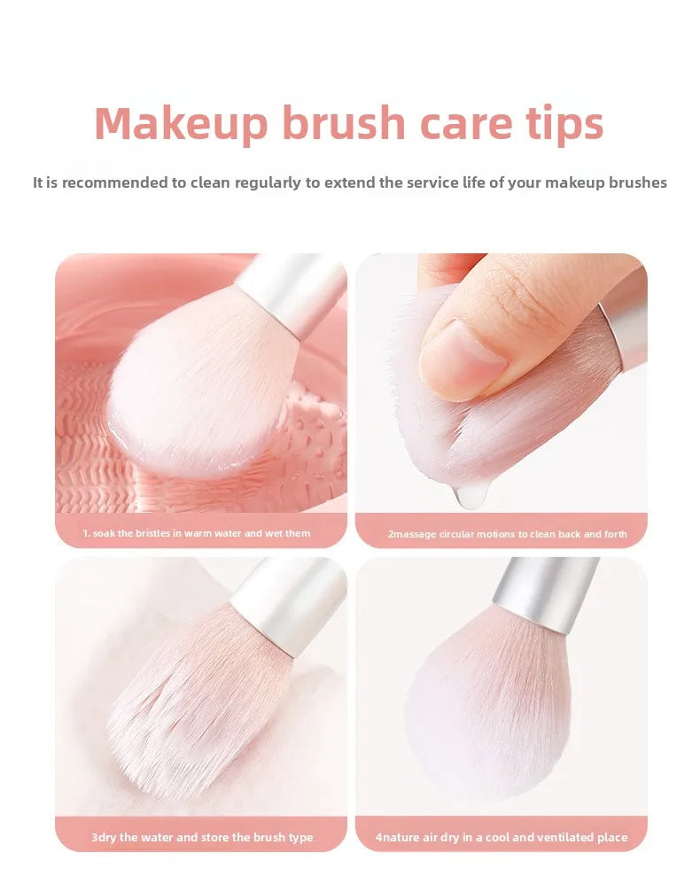 Dual Ended Face Brush - Powder/Blush/Highlighter/Contour Brush, Mini Makeup Brush Set, Portable Travel Cosmetic Tool